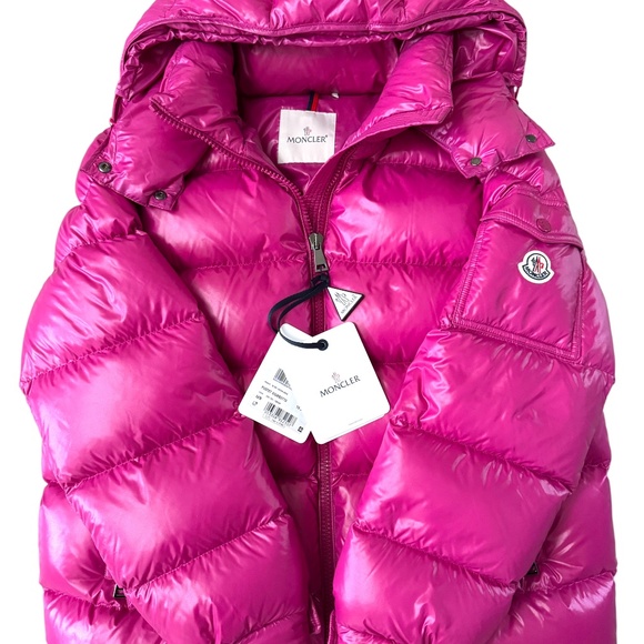 MONCLER FUSTET GIUBBOTTO Hooded Down Puffer Jacket Pink - Picture 3 of 12
